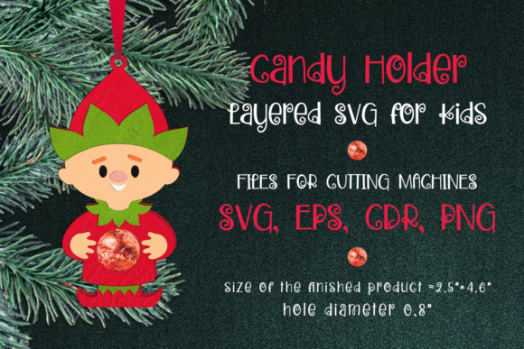 Elf Christmas Ornament Candy Holder SVG