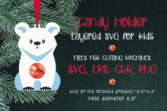 Polar Bear Christmas Candy Holder SVG